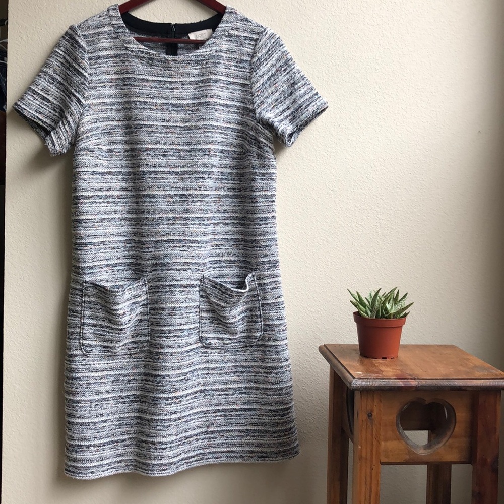 Loft Outlet Gray Boucle Dress w. Pockets -Sz. L